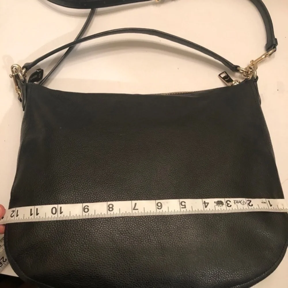 Coach turnlock black leather hobo convertible bag